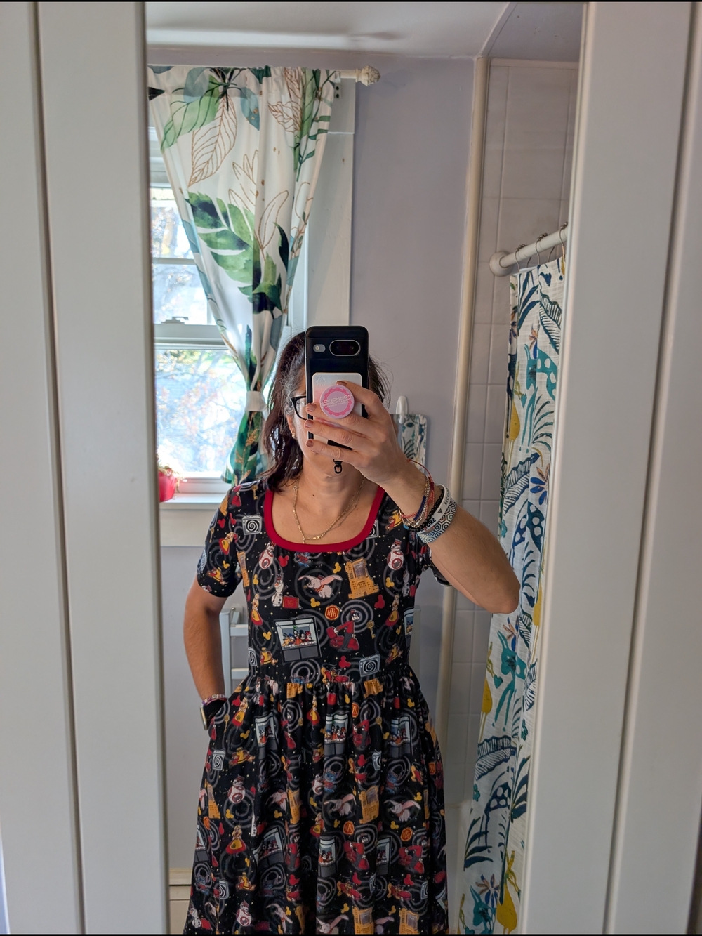 Tower Of Terror Print Scoop Neck Dress